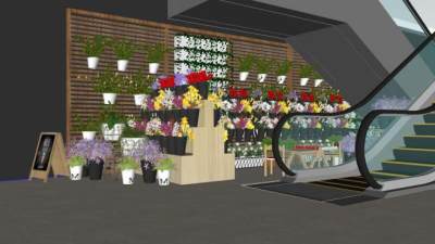 现代超市花店SU模型下载_sketchup草图大师SKP模型