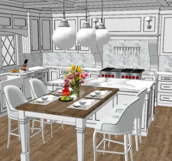 美式别墅室内su模型下载_sketchup草图大师SKP模型