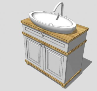 洗脸台盆组合柜su模型下载_sketchup草图大师SKP模型