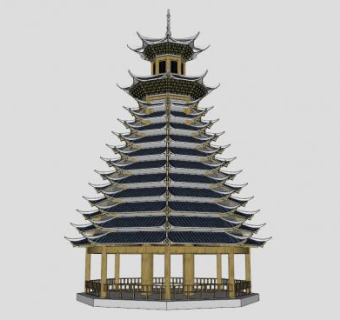 侗寨鼓楼su模型下载_sketchup草图大师SKP模型