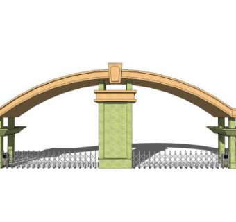 大学学校大门su模型下载_sketchup草图大师SKP模型