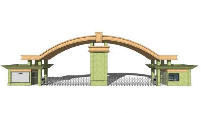 大学学校大门su模型下载_sketchup草图大师SKP模型