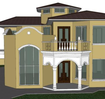 欧式农村别墅su模型下载_sketchup草图大师SKP模型