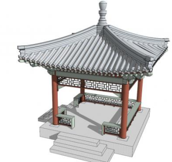 古建四角亭su模型下载_sketchup草图大师SKP模型