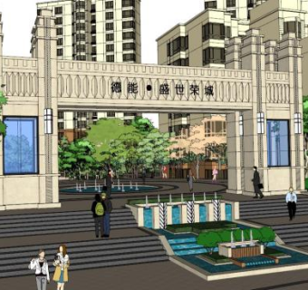 幼儿园大门su模型下载_sketchup草图大师SKP模型