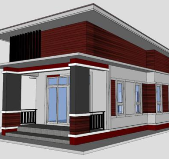 一层别墅su模型下载_sketchup草图大师SKP模型