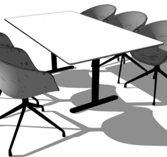 六人办公桌su模型下载_sketchup草图大师SKP模型