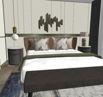 客房标间su模型下载_sketchup草图大师SKP模型