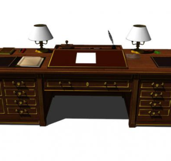 老板桌su模型下载_sketchup草图大师SKP模型