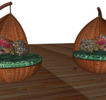 藤椅吊篮su模型下载_sketchup草图大师SKP模型