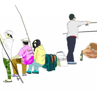 钓鱼人物SU模型下载_sketchup草图大师SKP模型