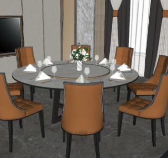 餐厅包房su模型下载_sketchup草图大师SKP模型
