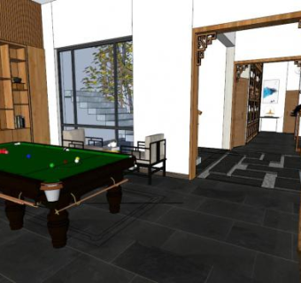 台球室桌球室设计su模型下载_sketchup草图大师SKP模型