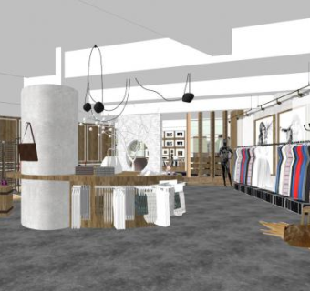 现代loft服装店SU模型下载_sketchup草图大师SKP模型