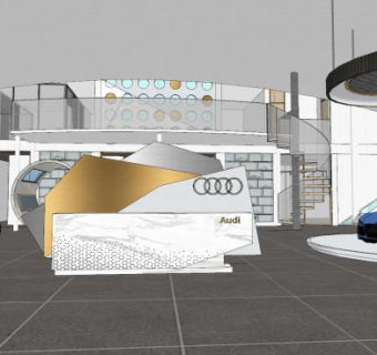 现代奥迪4S汽车销售店SU模型下载_sketchup草图大师SKP模型