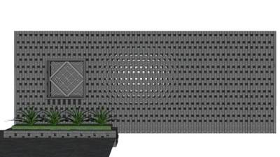 镂空砖墙su模型下载_sketchup草图大师SKP模型