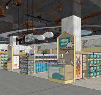 现代超市母婴区SU模型下载_sketchup草图大师SKP模型