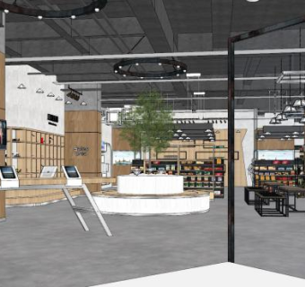 工业风京东超市SU模型下载_sketchup草图大师SKP模型