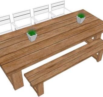 户外桌子su模型下载_sketchup草图大师SKP模型