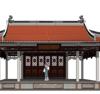 古戏台su模型下载_sketchup草图大师SKP模型