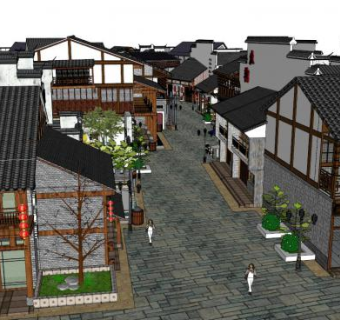 徽派建筑打包su模型下载_sketchup草图大师SKP模型