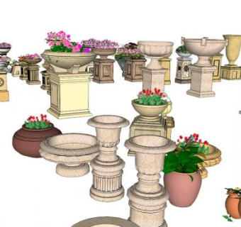 室外景观花钵su模型下载_sketchup草图大师SKP模型