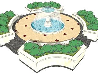 景观喷泉su模型下载_sketchup草图大师SKP模型
