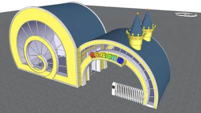 新中式幼儿园大门su模型下载_sketchup草图大师SKP模型
