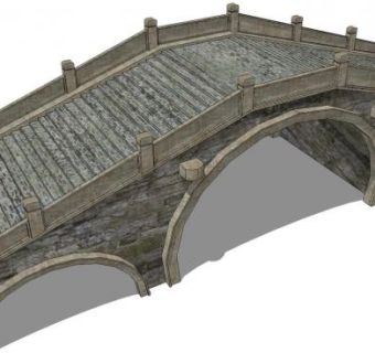 三洞石拱桥SU模型下载_sketchup草图大师SKP模型