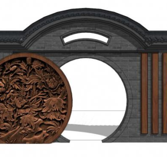 园林带浮雕的su模型下载_sketchup草图大师SKP模型