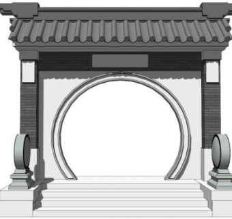 中式圆门su模型下载_sketchup草图大师SKP模型
