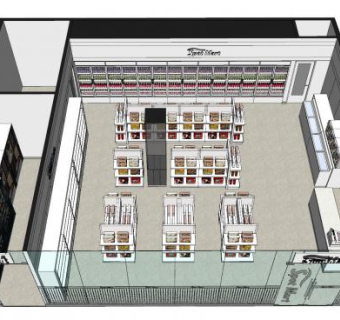 现代超市便利店SU模型下载_sketchup草图大师SKP模型