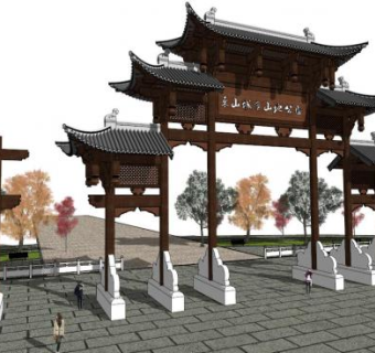 防腐木门楼su模型下载_sketchup草图大师SKP模型