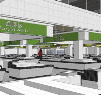 农贸市场室内SU模型下载_sketchup草图大师SKP模型