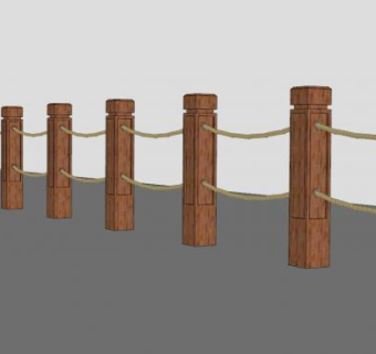 木质麻绳护栏su模型下载_sketchup草图大师SKP模型