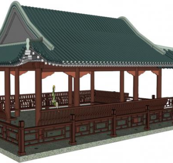 古代栏杆su模型下载_sketchup草图大师SKP模型