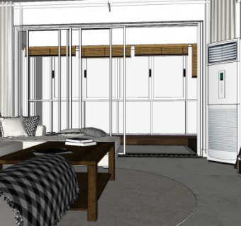 现代客餐厅设计SU模型下载_sketchup草图大师SKP模型