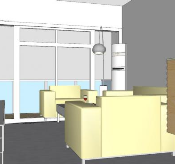 现代客餐厅户型设计SU模型下载_sketchup草图大师SKP模型