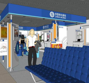 现代手机营业厅SU模型下载_sketchup草图大师SKP模型