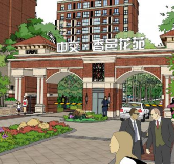 现代古典风格大门su模型下载_sketchup草图大师SKP模型