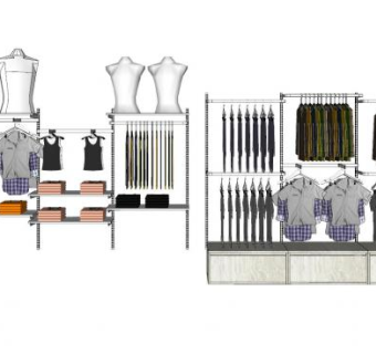 现代服装店展示衣架SU模型下载_sketchup草图大师SKP模型