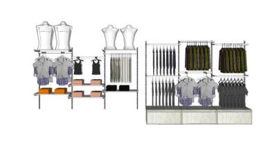 现代服装店展示衣架SU模型下载_sketchup草图大师SKP模型