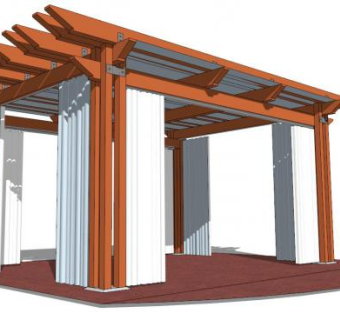 钢构方形廊架su模型下载_sketchup草图大师SKP模型