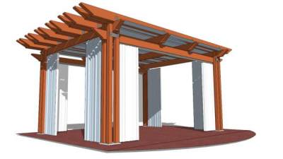 钢构方形廊架su模型下载_sketchup草图大师SKP模型