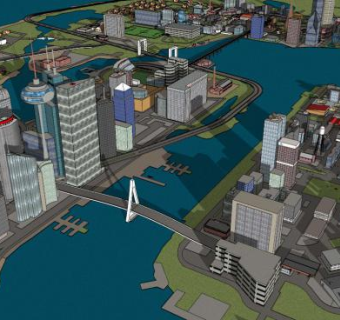 城市街道su模型下载_sketchup草图大师SKP模型