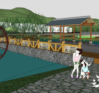 美丽乡村公园景观设计su模型下载_sketchup草图大师SKP模型