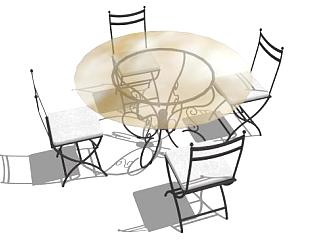 欧式铁艺桌椅su模型下载_sketchup草图大师SKP模型