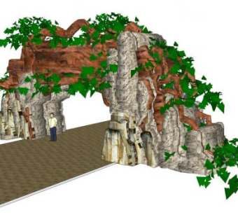 假树大门su模型下载_sketchup草图大师SKP模型