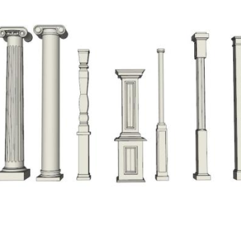 罗马柱栏杆SU模型下载_sketchup草图大师SKP模型