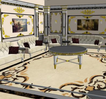 贵宾室沙发su模型下载_sketchup草图大师SKP模型